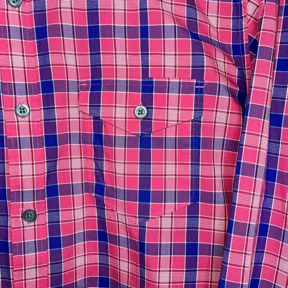 Banana Republic Men's Button Down Slim Fit Pink Plaid Long Sleeve Shirt Size M - Picture 7 of 9
